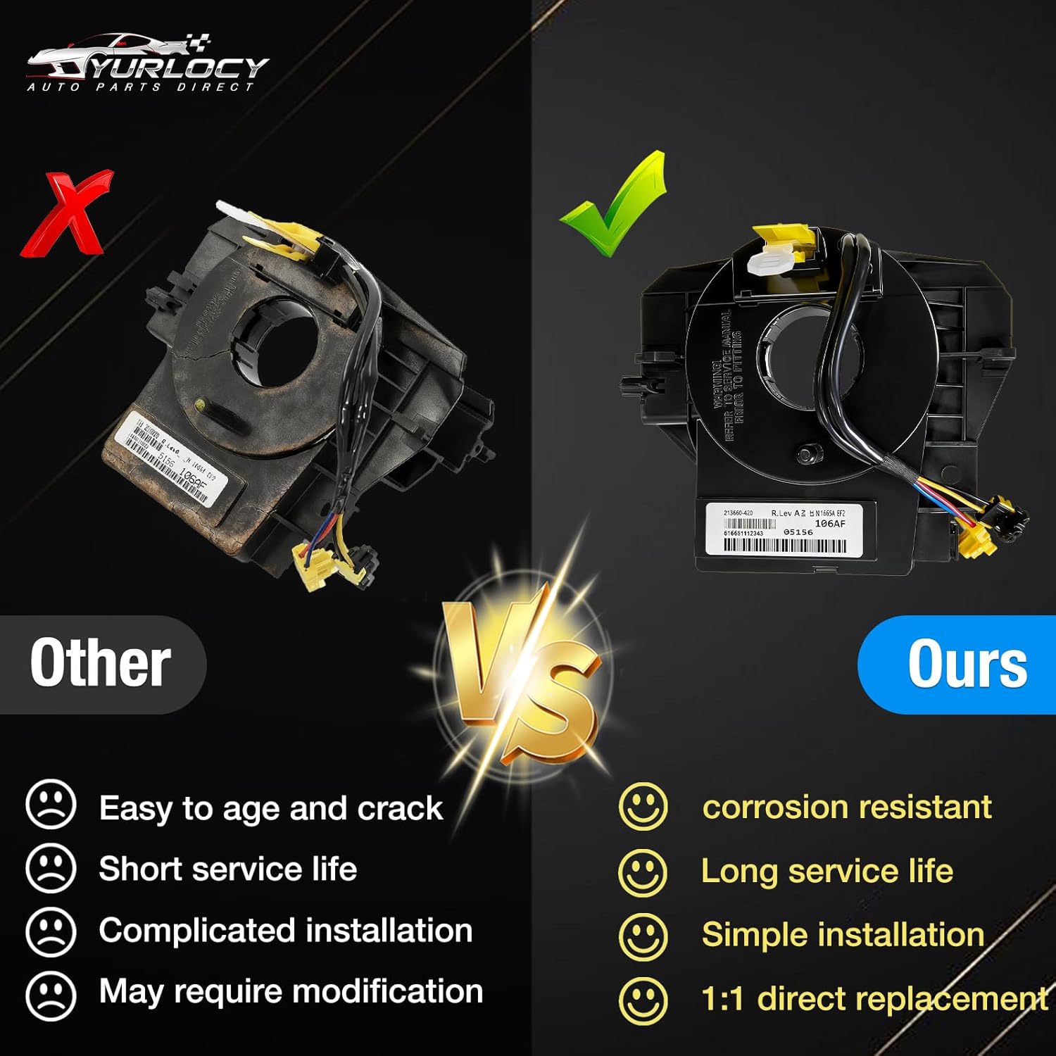 5156106AF Steering Angle Sensor Assembly Steering Wheel Wire Harness Compatible with 2007-2018 Jeep Wrangler JK Compass MK Patriot MK Cherokee WH Replaces 68339336AA 5156106AA