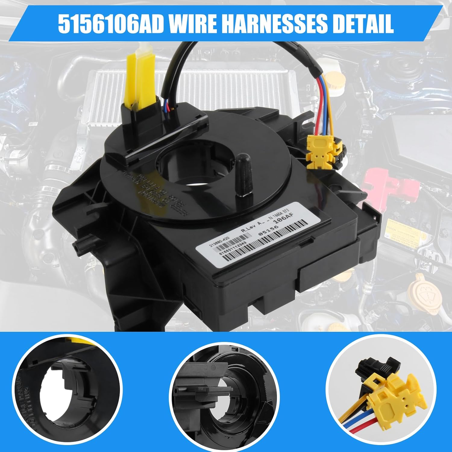 Wire Harnesses Replacement with Angle Sensor for Dodge Avenger 2007-2014, for Caliber 2007-2012, for Jeep Wrangler JK 2007-2018, for Patriot MK/Compass MK 2007-2017, Replace 5156106AA-AG Series