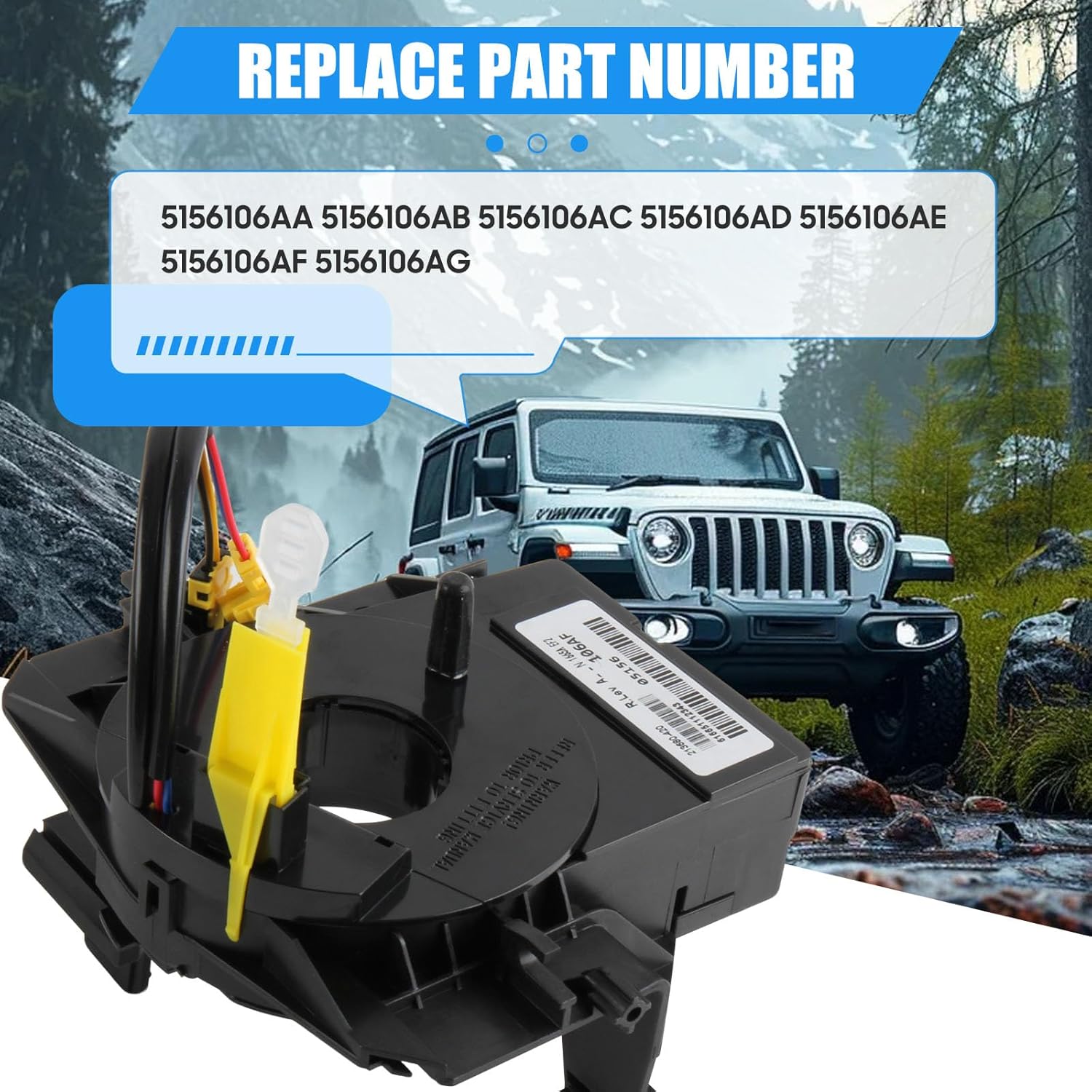 Wire Harnesses Replacement with Angle Sensor for Dodge Avenger 2007-2014, for Caliber 2007-2012, for Jeep Wrangler JK 2007-2018, for Patriot MK/Compass MK 2007-2017, Replace 5156106AA-AG Series