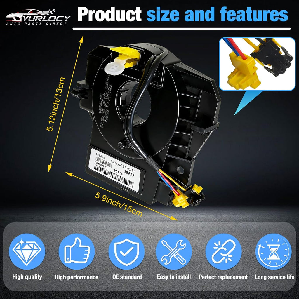 5156106AF Steering Angle Sensor Assembly Steering Wheel Wire Harness Compatible with 2007-2018 Jeep Wrangler JK Compass MK Patriot MK Cherokee WH Replaces 68339336AA 5156106AA