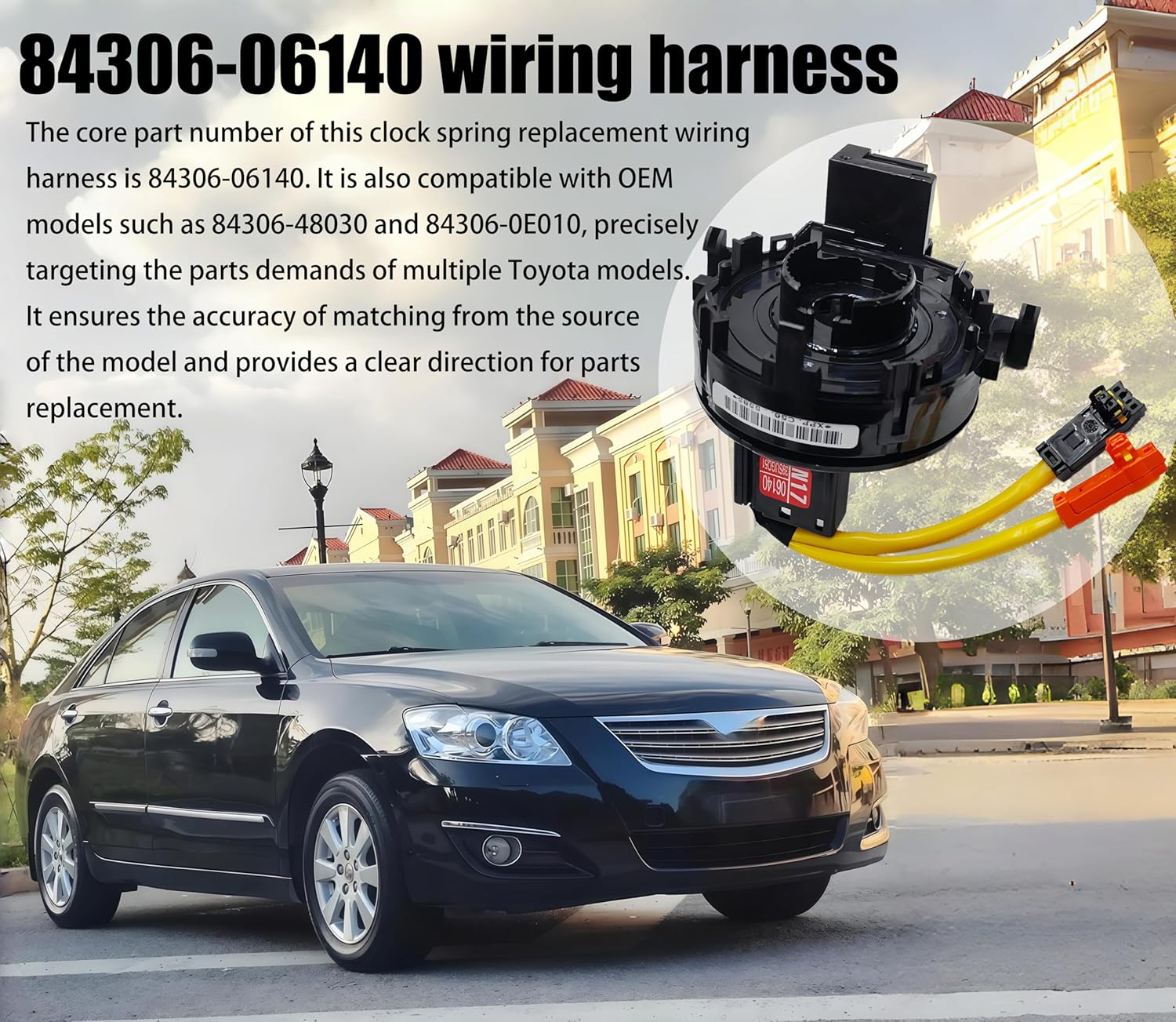 84306-48030 Replacement Wire Spring Harness Compatible with Toyota Avalon, Camry, RAV4, Tacoma & Tundra。